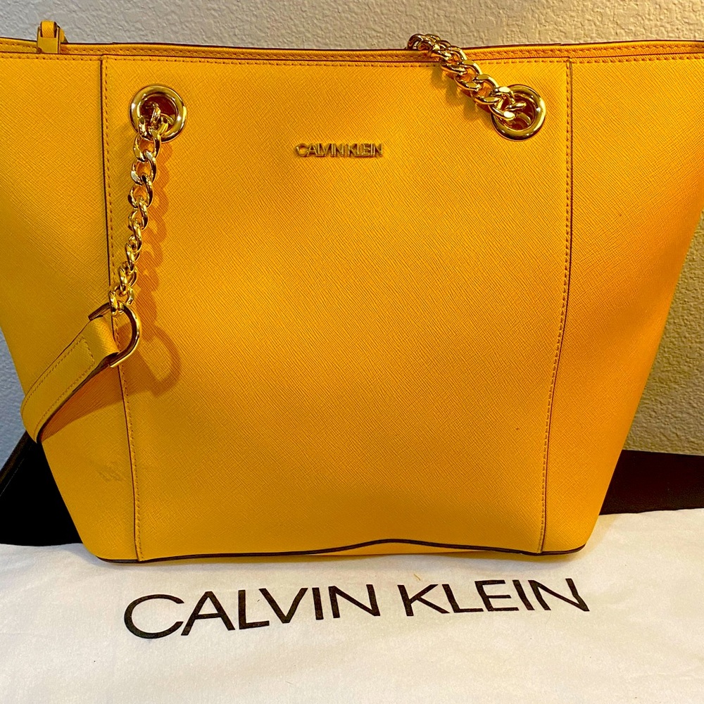 Calvin Klein yellow shoulder handbag